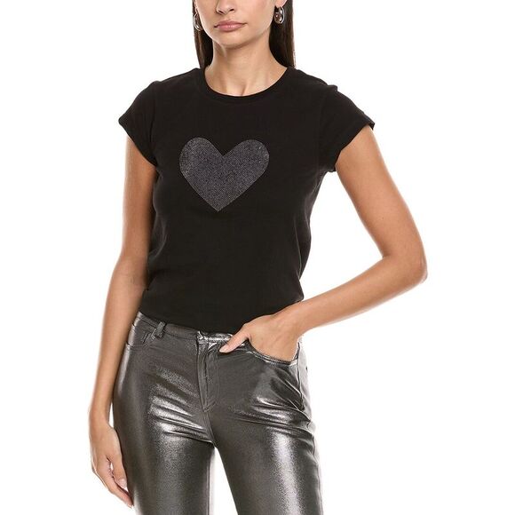 Zadig & Voltaire Womens  Skinny Heart T-Shirt, Black - Picture 1 of 3